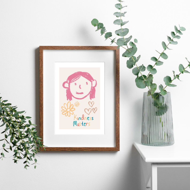 Kindness Matters Drawing Poster PRINTABLE ART, Beige Wall Art, Childrens Room Wall Decor, Children Poster, Nursery Decor Wall Art