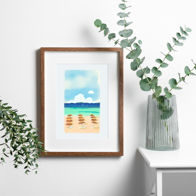 Caribbean Beach Painting PRINTABLE ART, Danish Pastel Decor, Coastal Wall Art, Endless Summer Posters, Beach Illustration, Caribbean Poster - AlloFlare