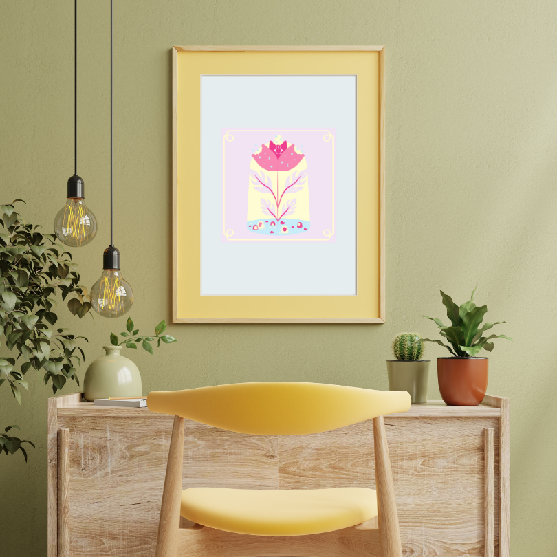 Mystical Flower Poster PRINTABLE ART, Pastel Wall Art, Children Poster, Nursery Decor Wall Art, Pastel Blue Aesthetic, Flower Poster