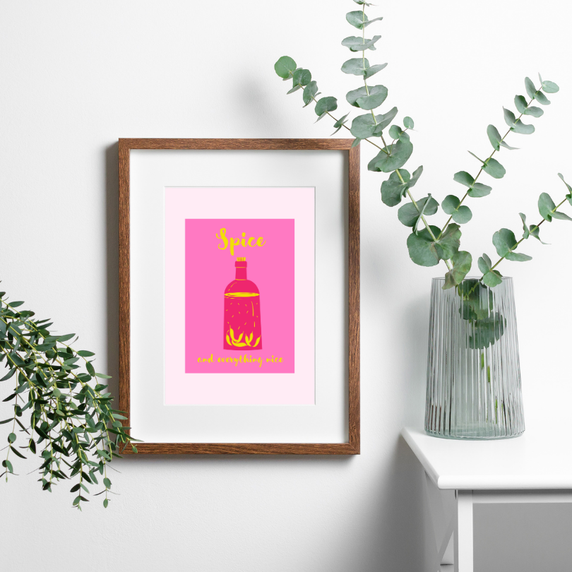 Spice and Everything Nice Pink Wall Art PRINTABLE ART, Preppy Posters, Pepper Print, Bright Pink Wall Art, Pop Culture Wall Art, Food Art - AlloFlare