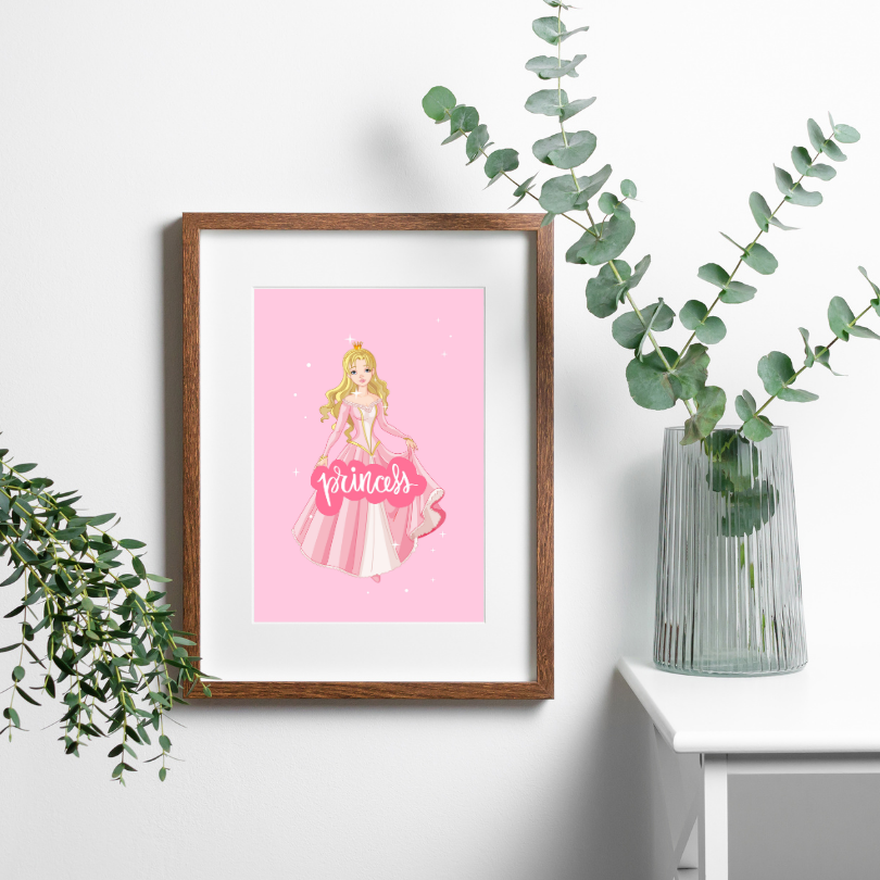 Princess Pink Poster PRINTABLE ART, Pink Wall Art, Girls Room Wall Decor, Children Poster, Princess Art, Pink Decor