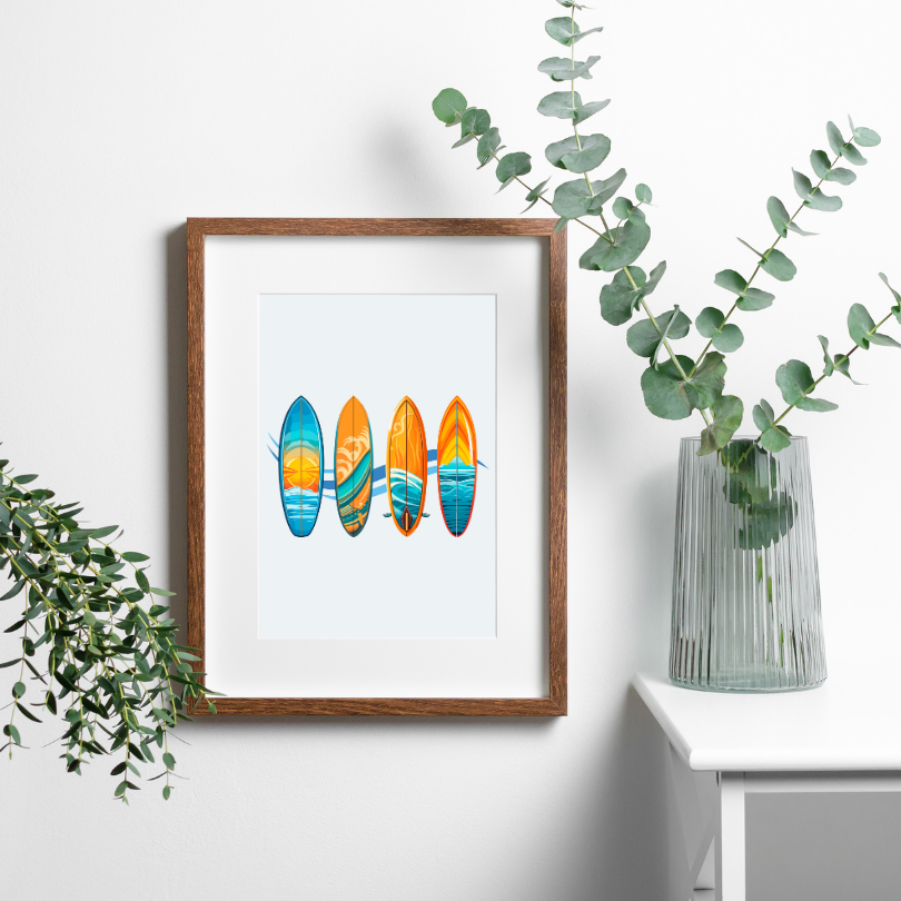 Surfboards Poster PRINTABLE ART, Pastel Green Wall Art, Boys Room Decor, Wall Decor Childrens Room, Surfboards Print