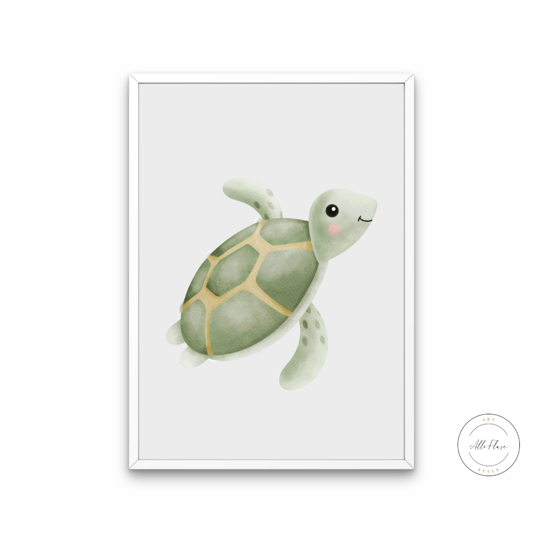 Nursery Turtle Poster PRINTABLE ART, Turtle Artwork, Pastel Wall Art, Children Poster, Nursery Decor Wall Art, Cute Turtle Print