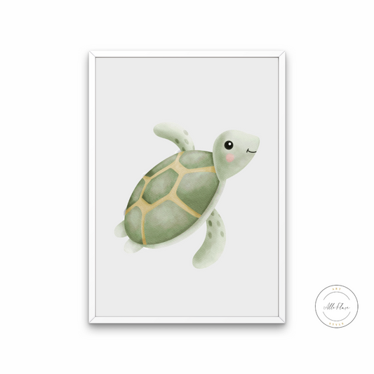 Nursery Turtle Poster PRINTABLE ART, Turtle Artwork, Pastel Wall Art, Children Poster, Nursery Decor Wall Art, Cute Turtle Print