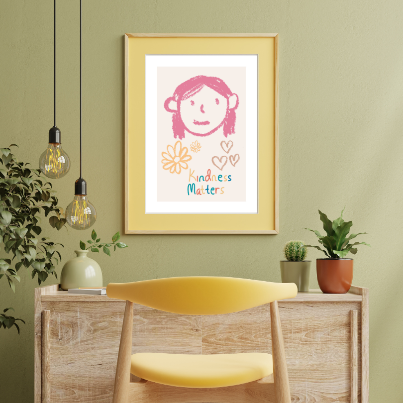 Kindness Matters Drawing Poster PRINTABLE ART, Beige Wall Art, Childrens Room Wall Decor, Children Poster, Nursery Decor Wall Art