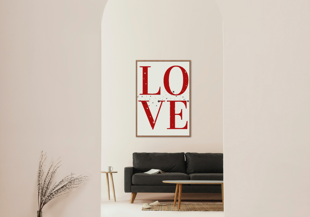 Love Typography Poster PRINTABLE WALL ART, valentines day poster, Love Wall Art, Valentine's Day Wall Decor - AlloFlare