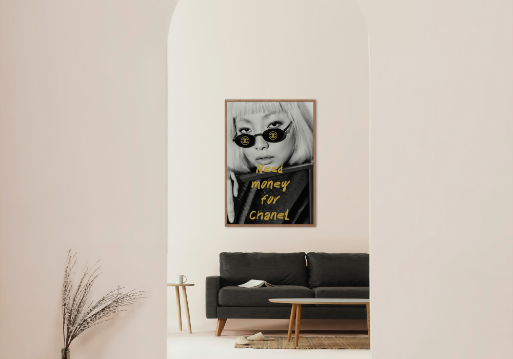 Need Money for Chanel Black and White Wall Art INSTANT DOWNLOAD Art Print, Luxury Fashion Poster, Glam Decor, Funny Wall Art, Fashion Lovers - AlloFlare