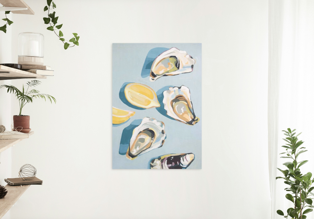 Blue Oyster Wall Art INSTANT DOWNLOAD Art Print, Turquoise Pastel Print, Coastal Wall Art, Oyster Shell Art, Coastal Decor