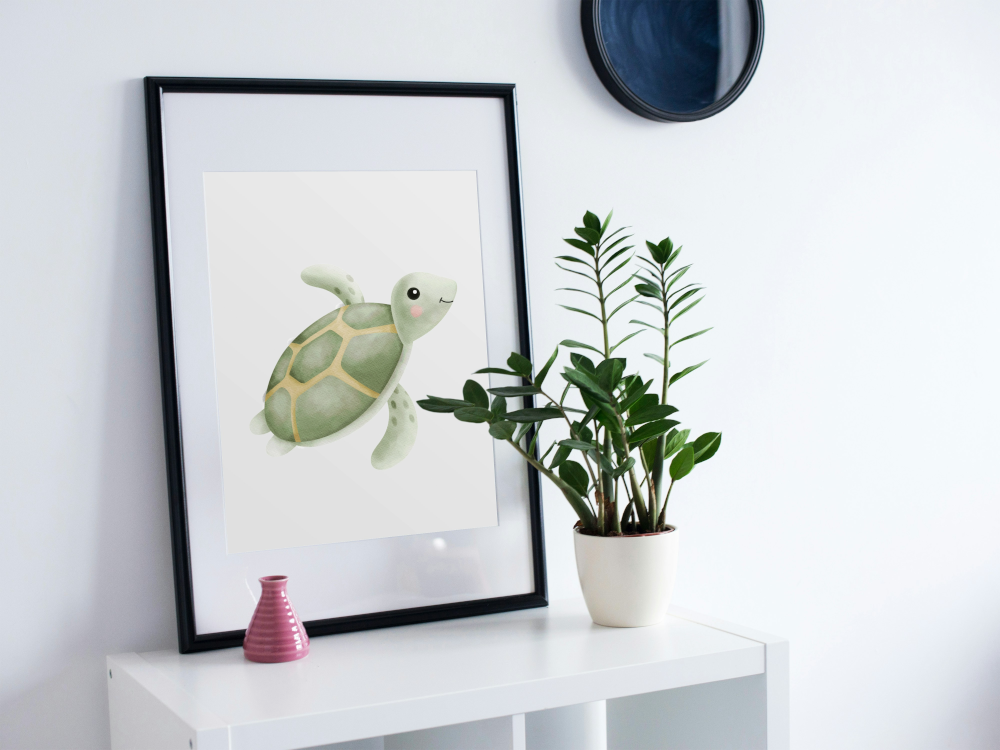 Nursery Turtle Poster PRINTABLE ART, Turtle Artwork, Pastel Wall Art, Children Poster, Nursery Decor Wall Art, Cute Turtle Print