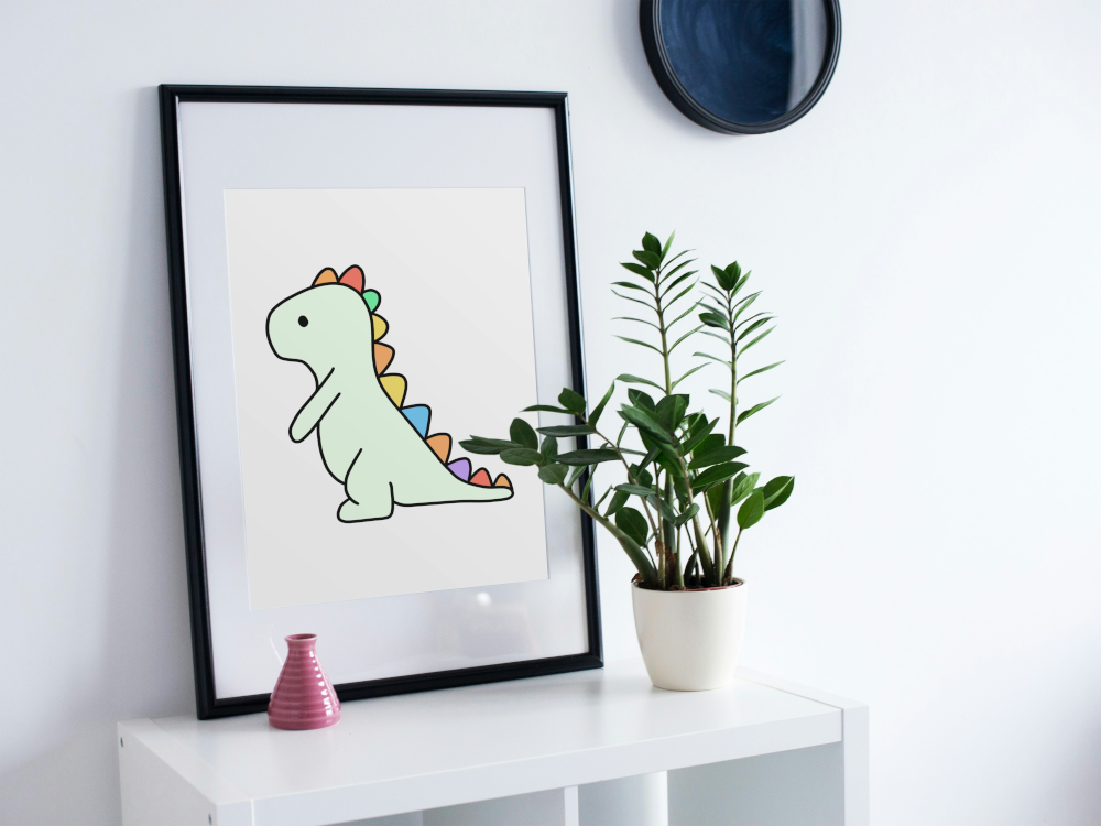 Nursery Dino Poster PRINTABLE ART, Dinosaur Drawing, Pastel Wall Art, Children Poster, Nursery Decor Wall Art, Cute Dinosaur Print