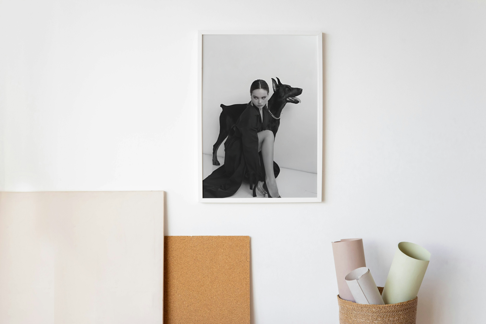 Doberman Black and White Luxury Fashion Poster PRINTABLE ART, Fashion Dog Print, Designer Poster, Designer Wall Art, Black And White Fashion Wall Art, Dog Lover - AlloFlare