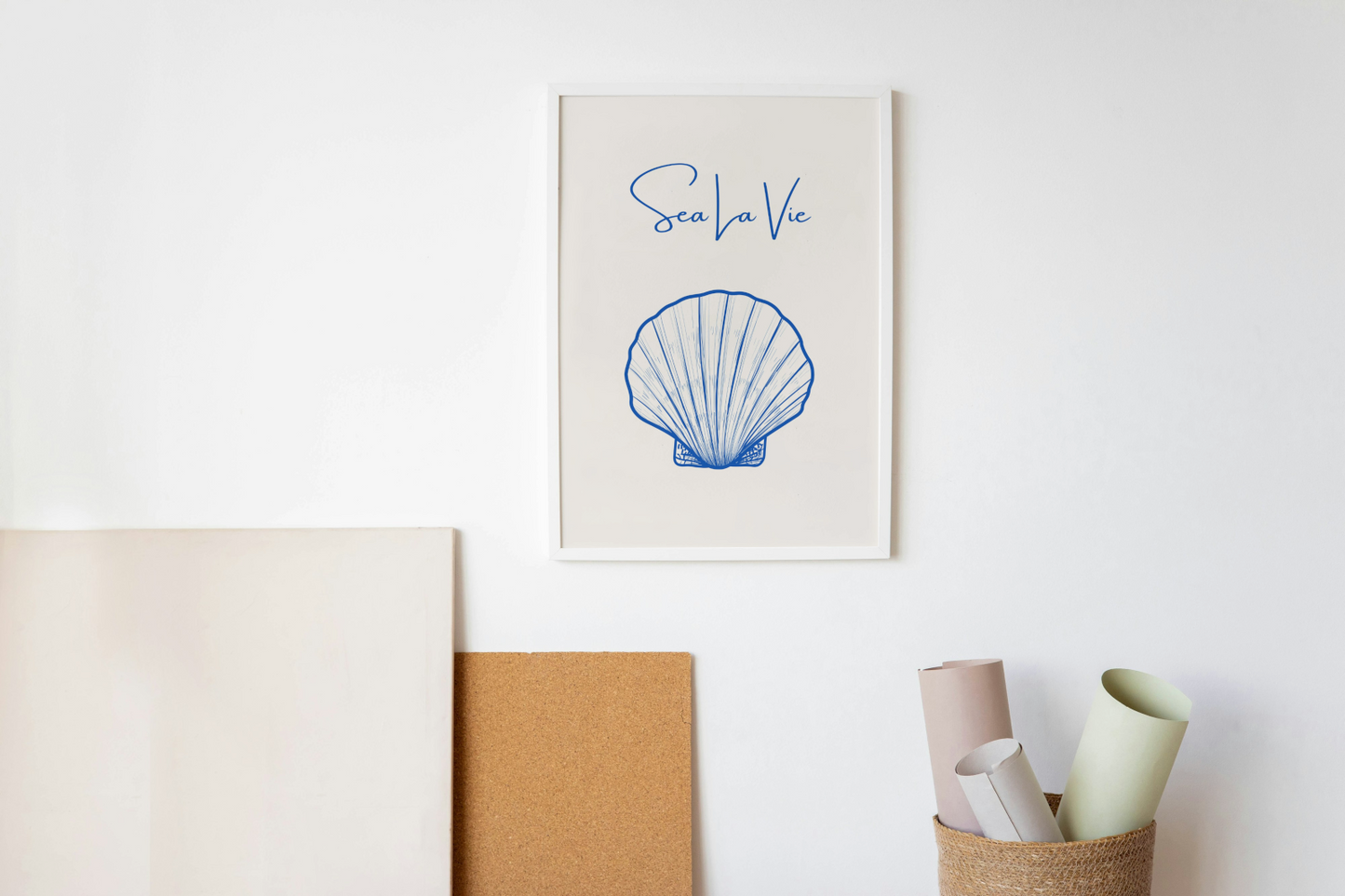 Sea La Vie Seashells Wall Art INSTANT DOWNLOAD Art Print, Blue Beige Aesthetics, Classy Poster, Sea Shell Wall Art, Modern Coastal Decor - AlloFlare