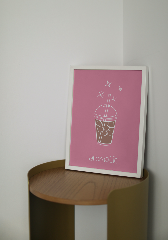 Aromatic Iced Coffee Poster PRINTABLE ART, Pink Wall Art, Coffee Wall Art, Preppy Room Decor, Coffee Cup Drawing - AlloFlare