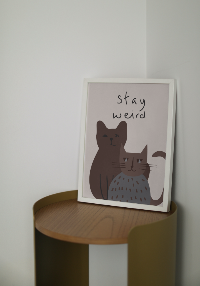 Stay Weird Cat Poster PRINTABLE WALL ART, Cat Artwork, Alternative Home Decor, Funny Animal Paintings, Brown Wall Art - AlloFlare