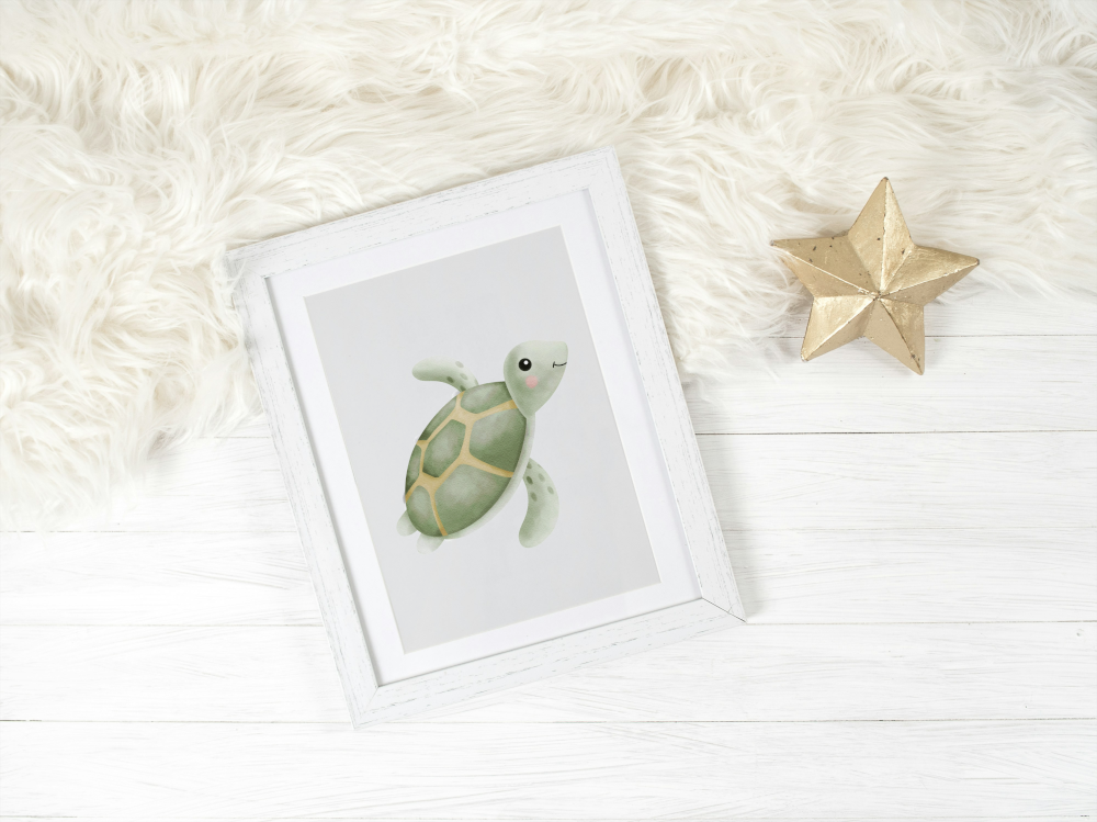 Nursery Turtle Poster PRINTABLE ART, Turtle Artwork, Pastel Wall Art, Children Poster, Nursery Decor Wall Art, Cute Turtle Print