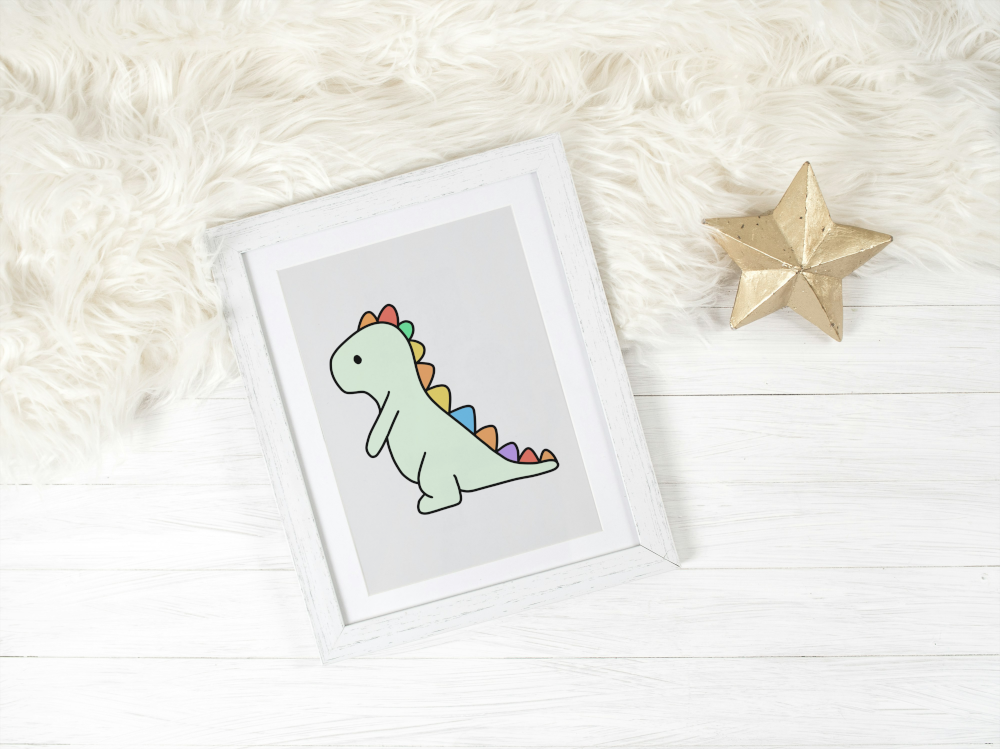 Nursery Dino Poster PRINTABLE ART, Dinosaur Drawing, Pastel Wall Art, Children Poster, Nursery Decor Wall Art, Cute Dinosaur Print