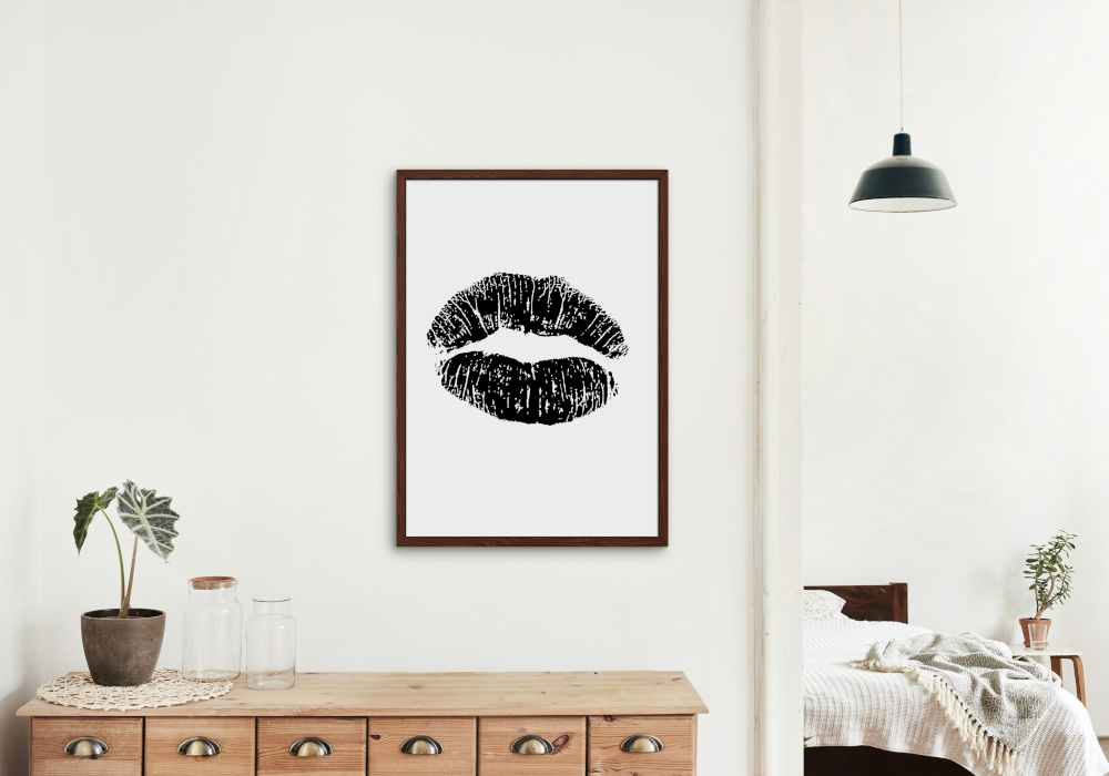 Black and White Kiss Poster PRINTABLE ART, Black and White Wall Art, Children Poster, Kids Room Wall Decor, Black and White Decor