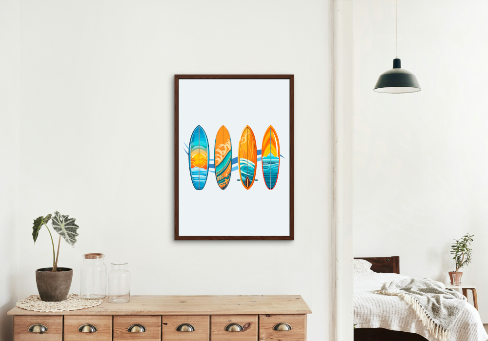 Surfboards Poster PRINTABLE ART, Pastel Green Wall Art, Boys Room Decor, Wall Decor Childrens Room, Surfboards Print