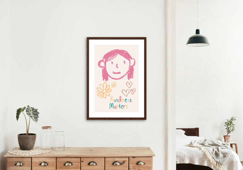 Kindness Matters Drawing Poster PRINTABLE ART, Beige Wall Art, Childrens Room Wall Decor, Children Poster, Nursery Decor Wall Art