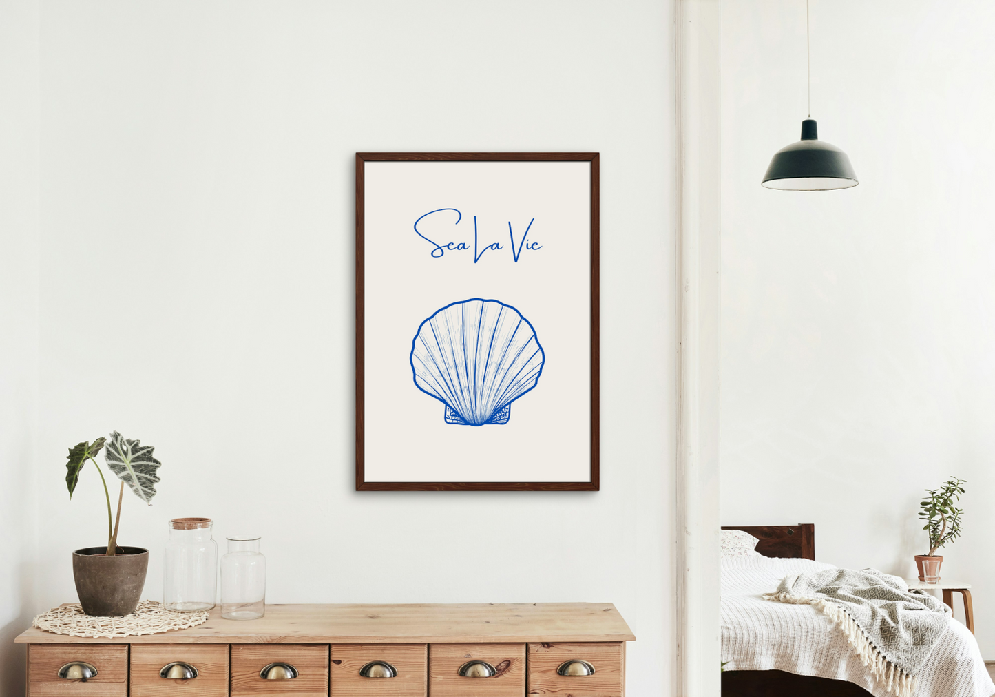 Sea La Vie Seashells Wall Art INSTANT DOWNLOAD Art Print, Blue Beige Aesthetics, Classy Poster, Sea Shell Wall Art, Modern Coastal Decor - AlloFlare