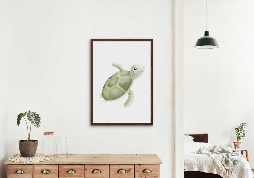 Nursery Turtle Poster PRINTABLE ART, Turtle Artwork, Pastel Wall Art, Children Poster, Nursery Decor Wall Art, Cute Turtle Print