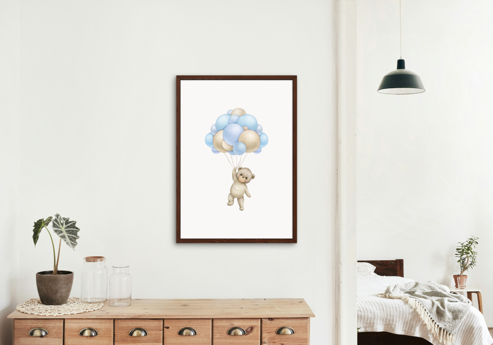 Nursery Pastel Blue Set of 3 Prints PRINTABLE ART, Wall Decor Childrens Room, Blocks Dream Cather Bear Posters, Pastel Wall Art, Nursery Decor