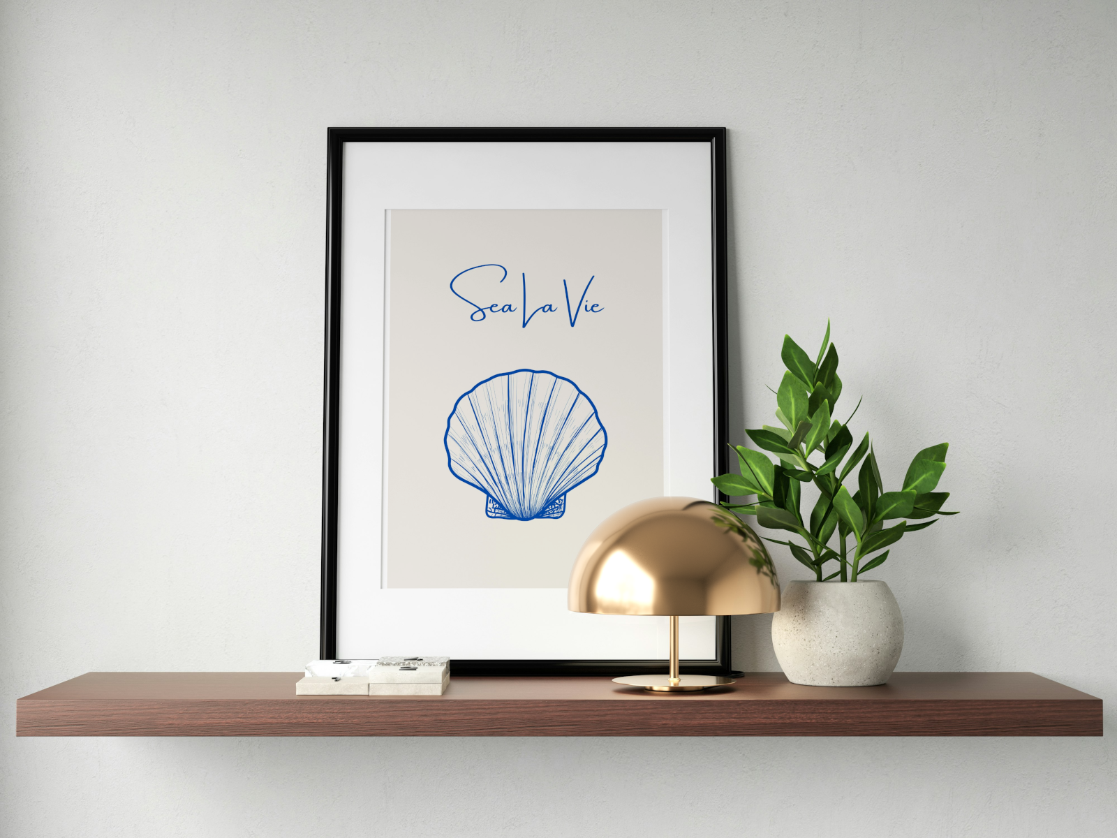 Sea La Vie Seashells Wall Art INSTANT DOWNLOAD Art Print, Blue Beige Aesthetics, Classy Poster, Sea Shell Wall Art, Modern Coastal Decor - AlloFlare