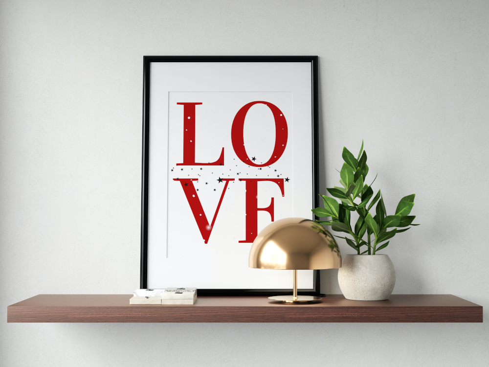 Love Typography Poster PRINTABLE WALL ART, valentines day poster, Love Wall Art, Valentine's Day Wall Decor - AlloFlare