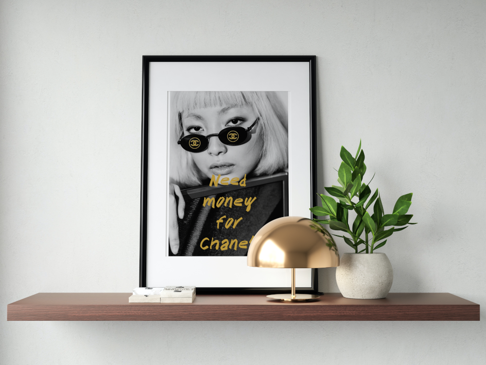 Need Money for Chanel Black and White Wall Art INSTANT DOWNLOAD Art Print, Luxury Fashion Poster, Glam Decor, Funny Wall Art, Fashion Lovers - AlloFlare