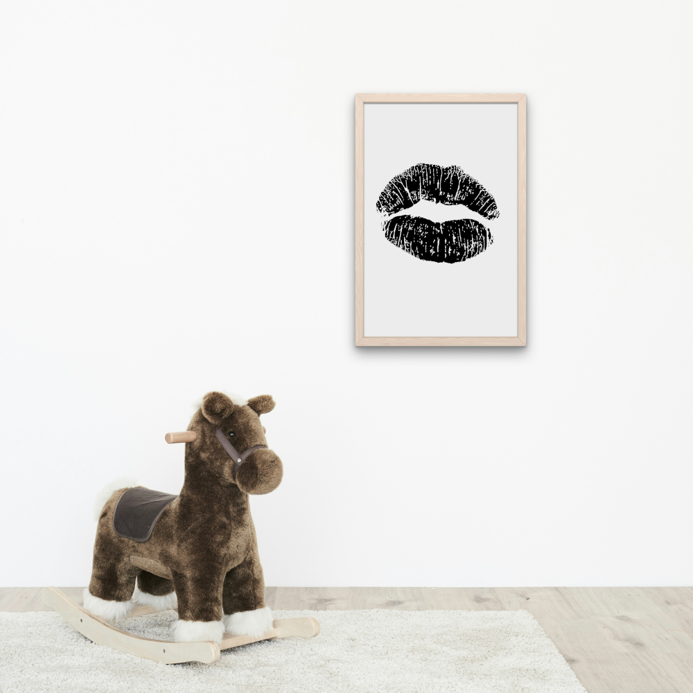 Black and White Kiss Poster PRINTABLE ART, Black and White Wall Art, Children Poster, Kids Room Wall Decor, Black and White Decor