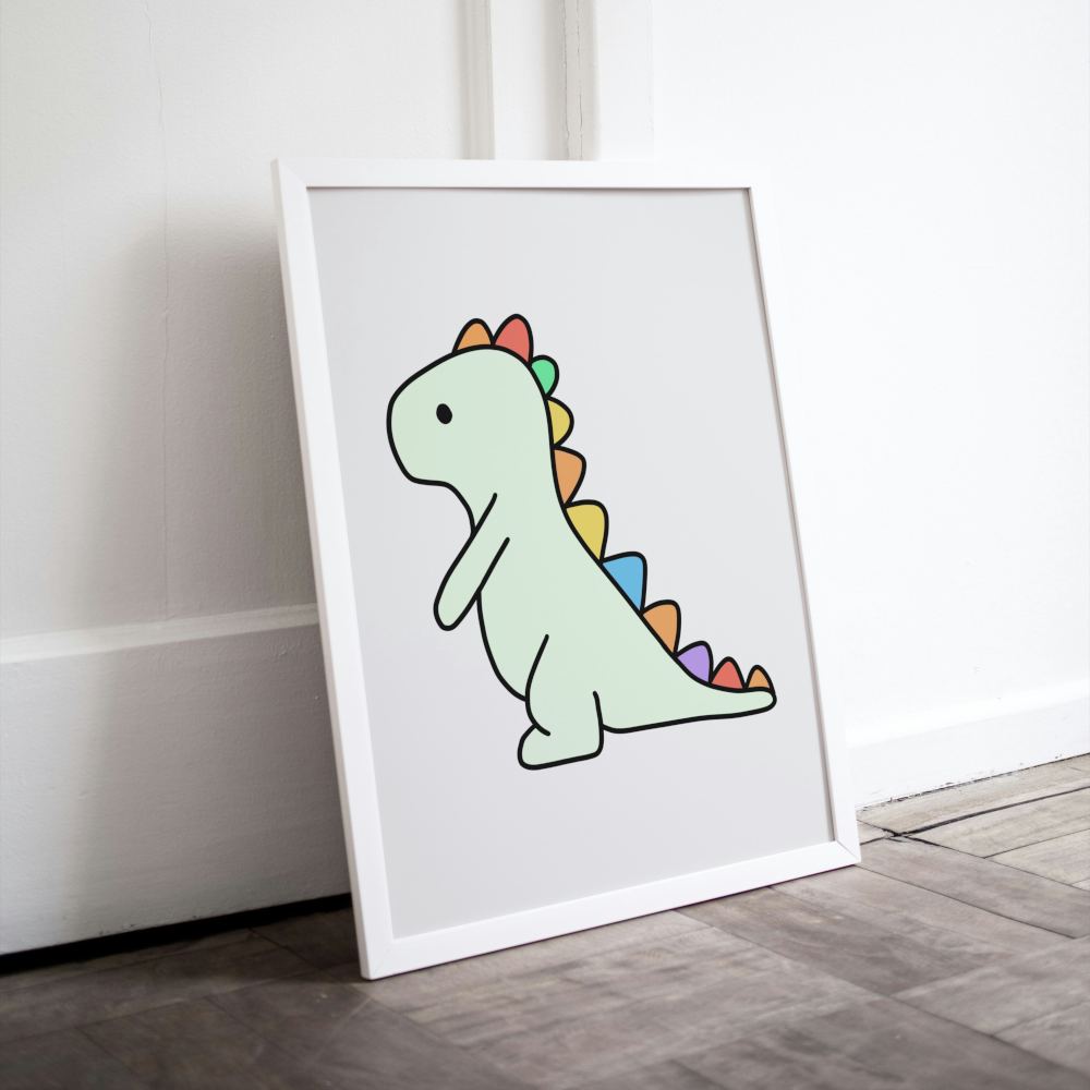 Nursery Dino Poster PRINTABLE ART, Dinosaur Drawing, Pastel Wall Art, Children Poster, Nursery Decor Wall Art, Cute Dinosaur Print