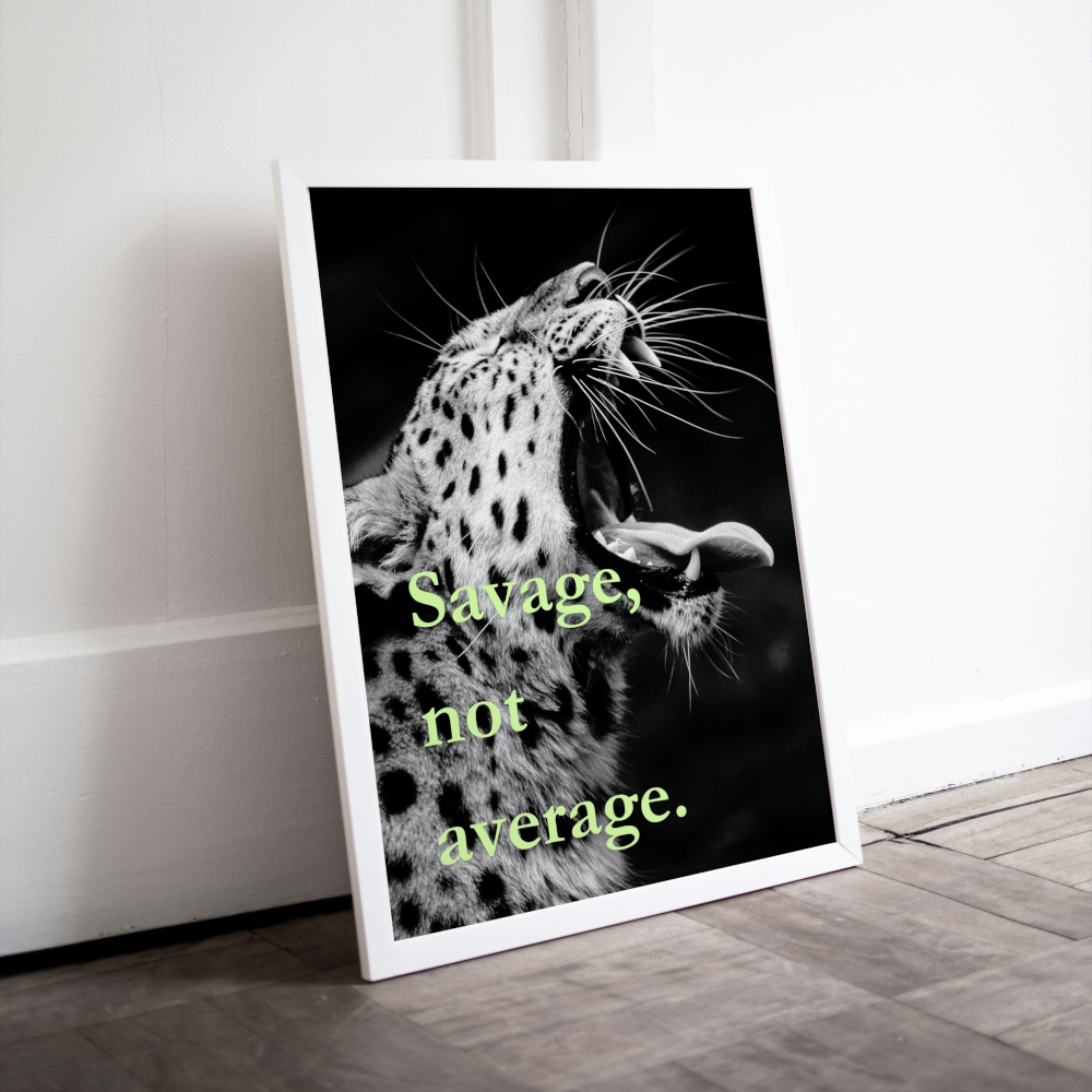 Savage Not Average Tiger Poster Black And White Wall Art INSTANT DOWNLOAD Art Print, Hypebeast, Street Style Poster, Pop Culture Wall Art, Tiger Head