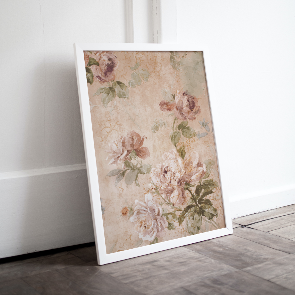 Beige Vintage Flowers Wall Art INSTANT DOWNLOAD Art Print, Painting Still Life In Watercolor, Vintage Floral Wall Art, Neutral Wall Decor - AlloFlare