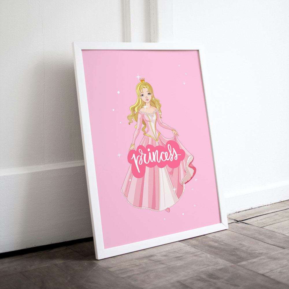 Princess Pink Poster PRINTABLE ART, Pink Wall Art, Girls Room Wall Decor, Children Poster, Princess Art, Pink Decor