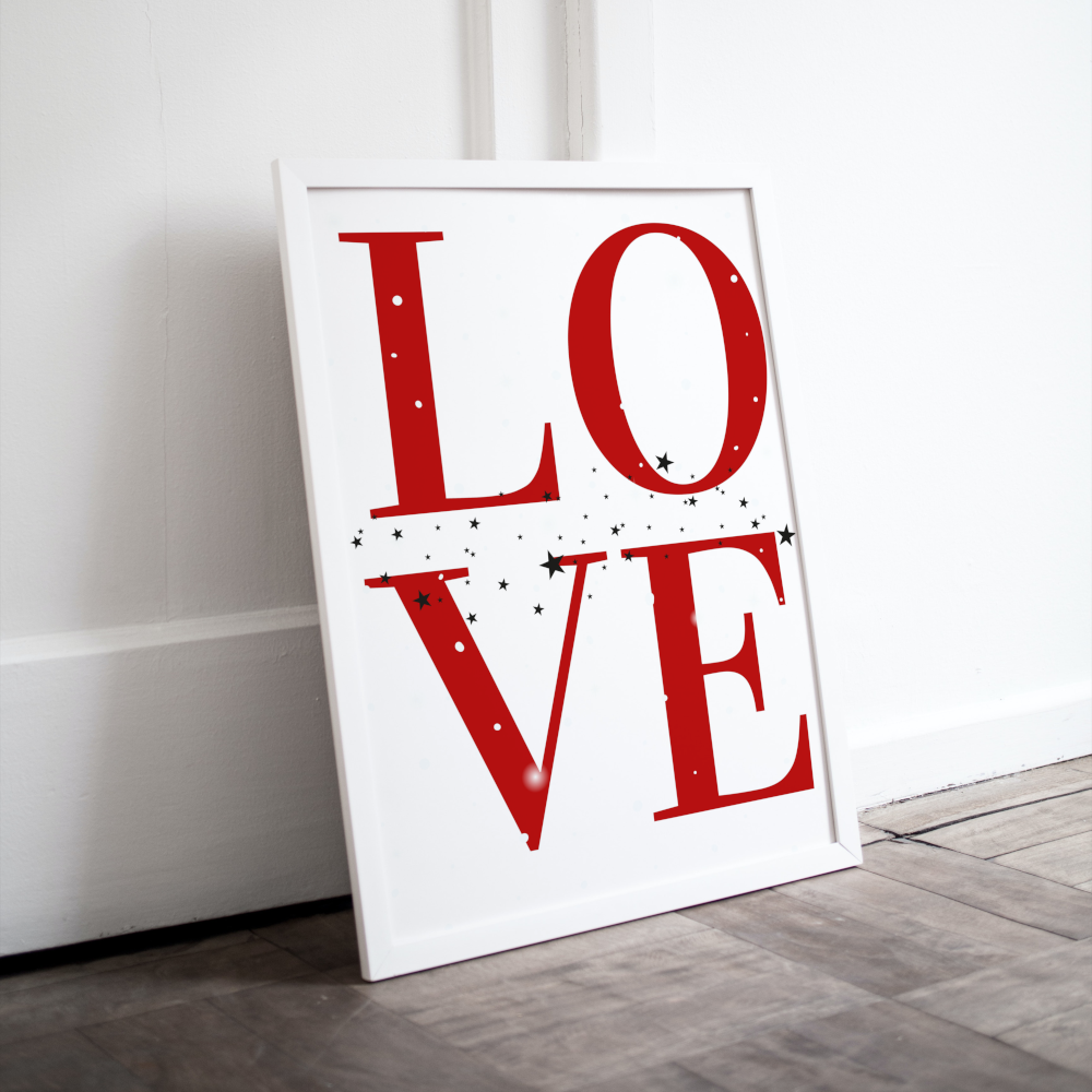 Love Typography Poster PRINTABLE WALL ART, valentines day poster, Love Wall Art, Valentine's Day Wall Decor - AlloFlare