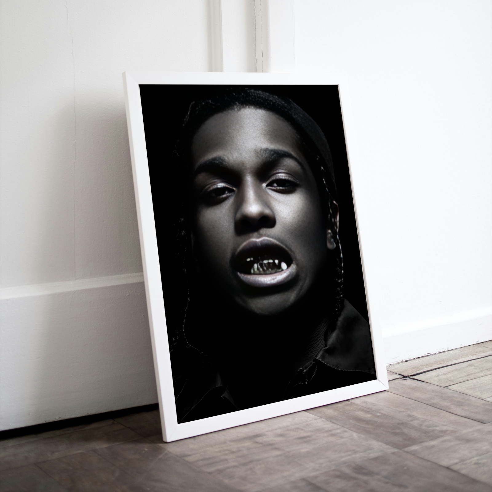 Black And White ASAP Rocky Poster Grill PRINTABLE WALL ART, Hypebeast Poster, Urban Street Style Wall Art, Rapper Grillz Teeth Poster - AlloFlare