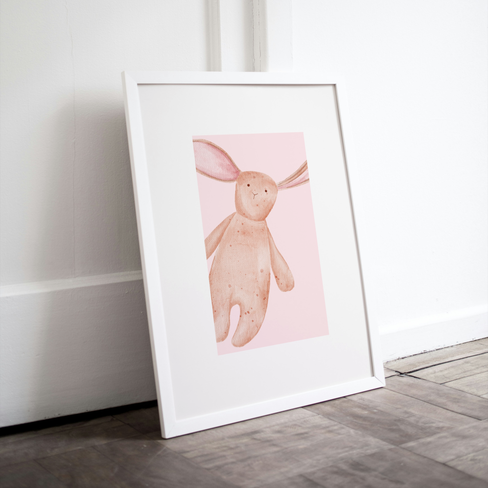 Nursery Pastel Pink Set of 3 Prints PRINTABLE ART, Wall Decor Childrens Room, Blocks Balloon Bunny Posters, Pastel Wall Art, Nursery Decor