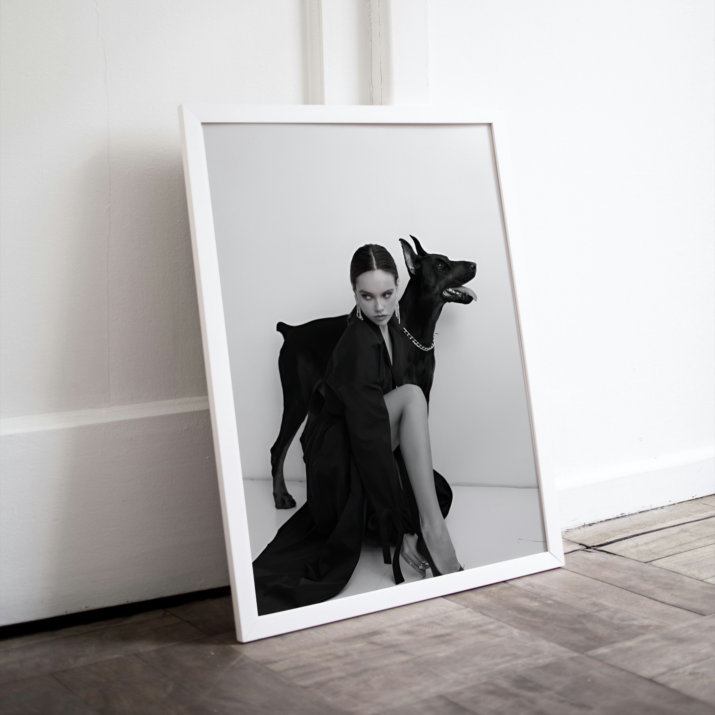 Doberman Black and White Luxury Fashion Poster PRINTABLE ART, Fashion Dog Print, Designer Poster, Designer Wall Art, Black And White Fashion Wall Art, Dog Lover - AlloFlare