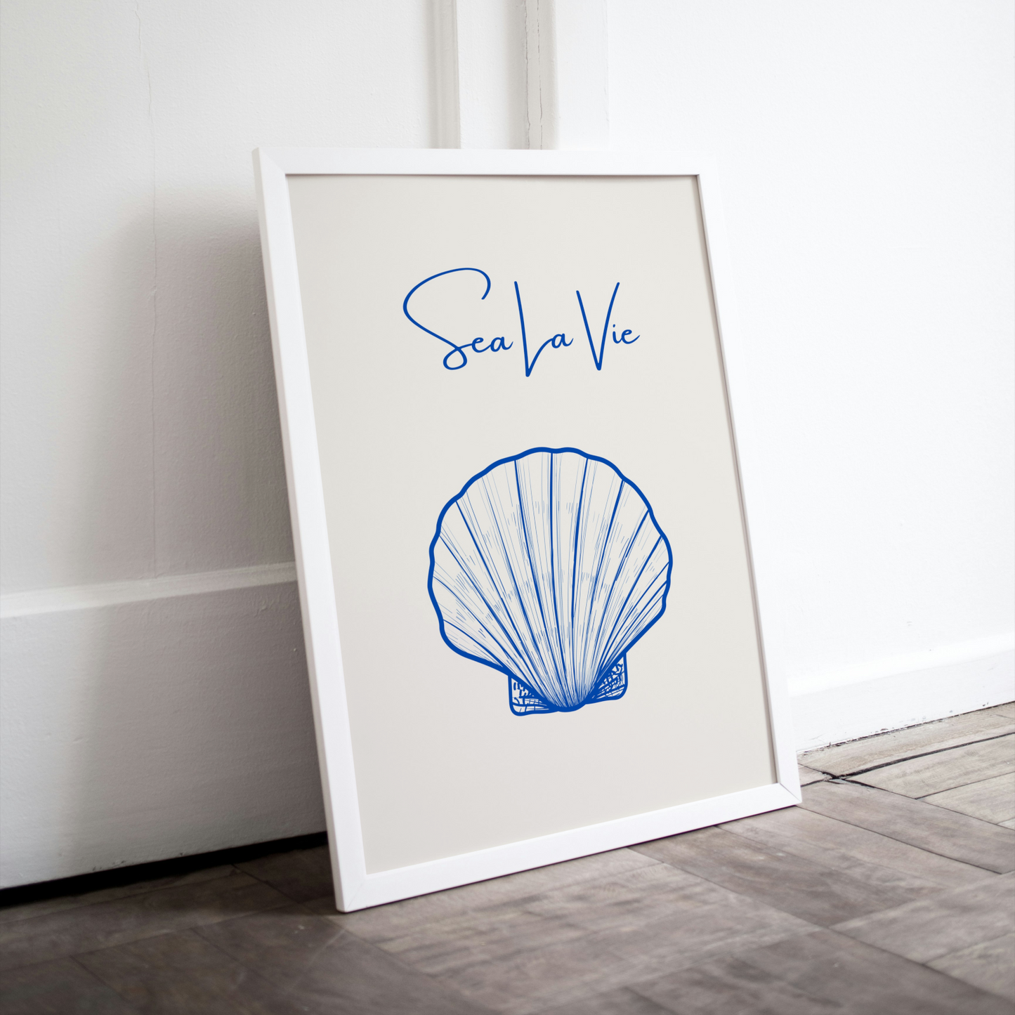 Sea La Vie Seashells Wall Art INSTANT DOWNLOAD Art Print, Blue Beige Aesthetics, Classy Poster, Sea Shell Wall Art, Modern Coastal Decor - AlloFlare