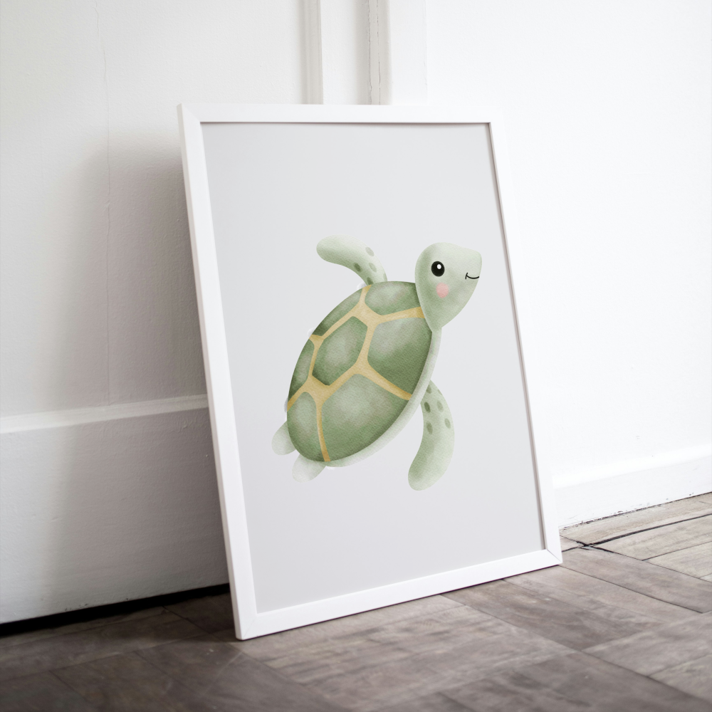 Nursery Turtle Poster PRINTABLE ART, Turtle Artwork, Pastel Wall Art, Children Poster, Nursery Decor Wall Art, Cute Turtle Print