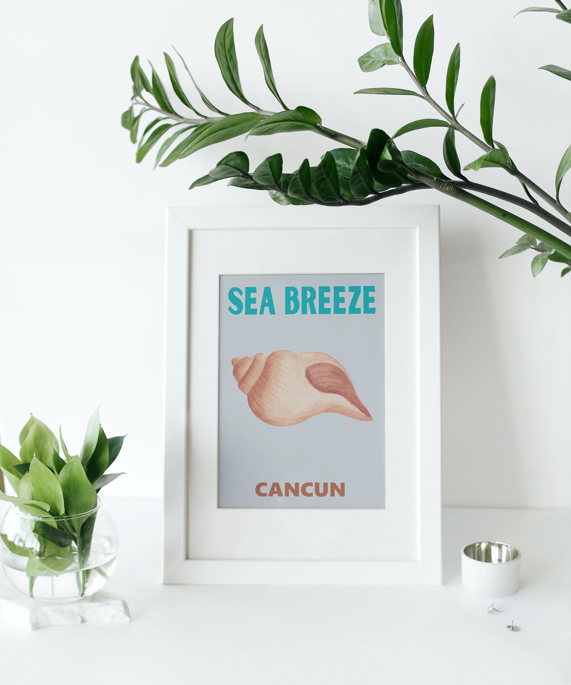 Set of 8 prints coastal travel posters INSTANT DOWNLOAD, Seashell art, Beach Prints, Colorful travel posters, Watercolor printable, Neutral