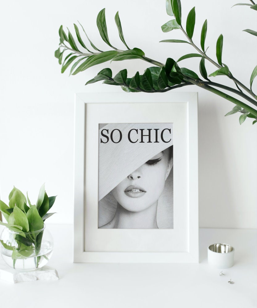 So Chic Luxury Fashion Poster PRINTABLE, Vintage Magazine Art Cover, Glamour Art, Luxury Fashion Wall Art, Black & White Wall Decor, Bardot