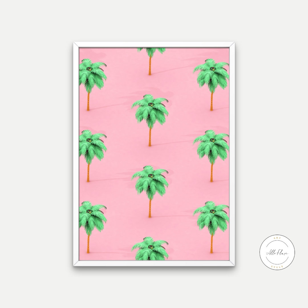 Palm Tree Preppy Poster DIGITAL DOWNLOAD, Tropical Warm Patterns, Preppy Wall Art, palm tree poster, printable palm tree, pink palm tree