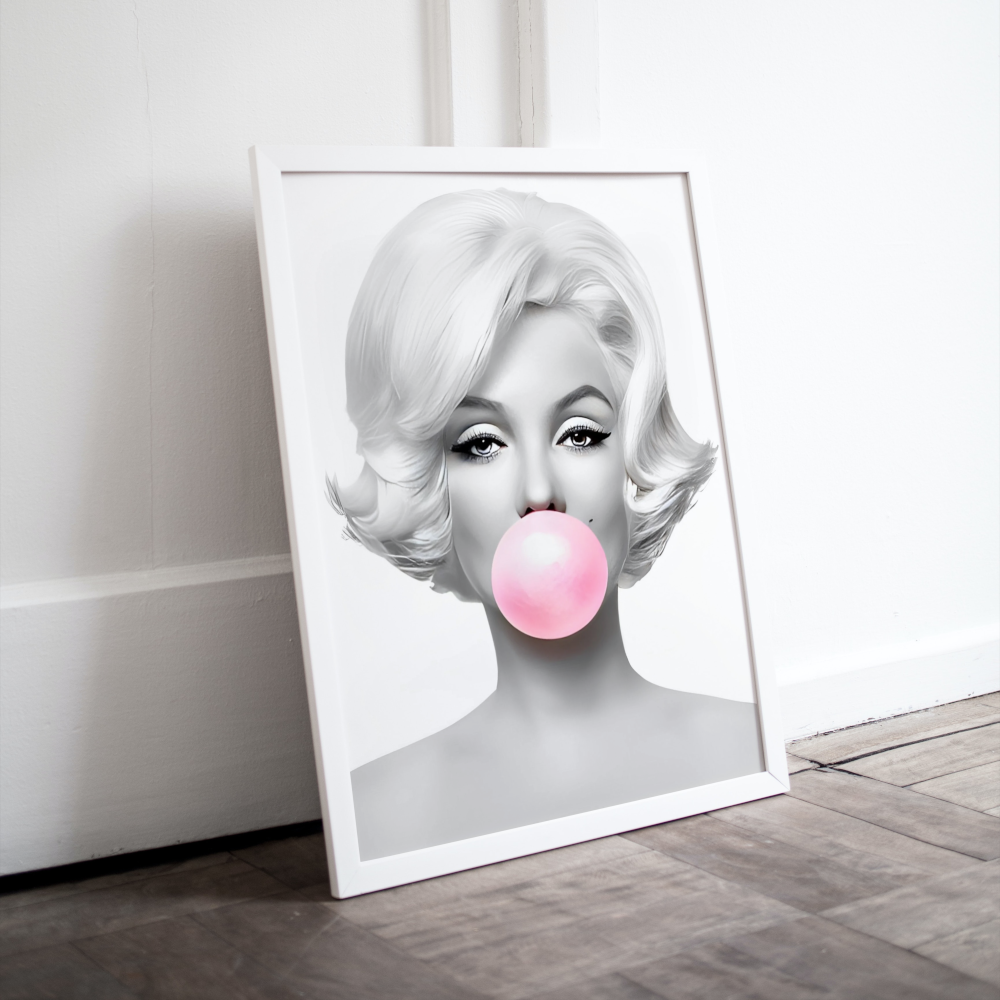 Marilyn Monroe Pink Bubble Gum Wall Art PRINTABLE WALL ART, Fashion Posters, Black and White Prints, Glam Wall Art, Hypebeast - AlloFlare