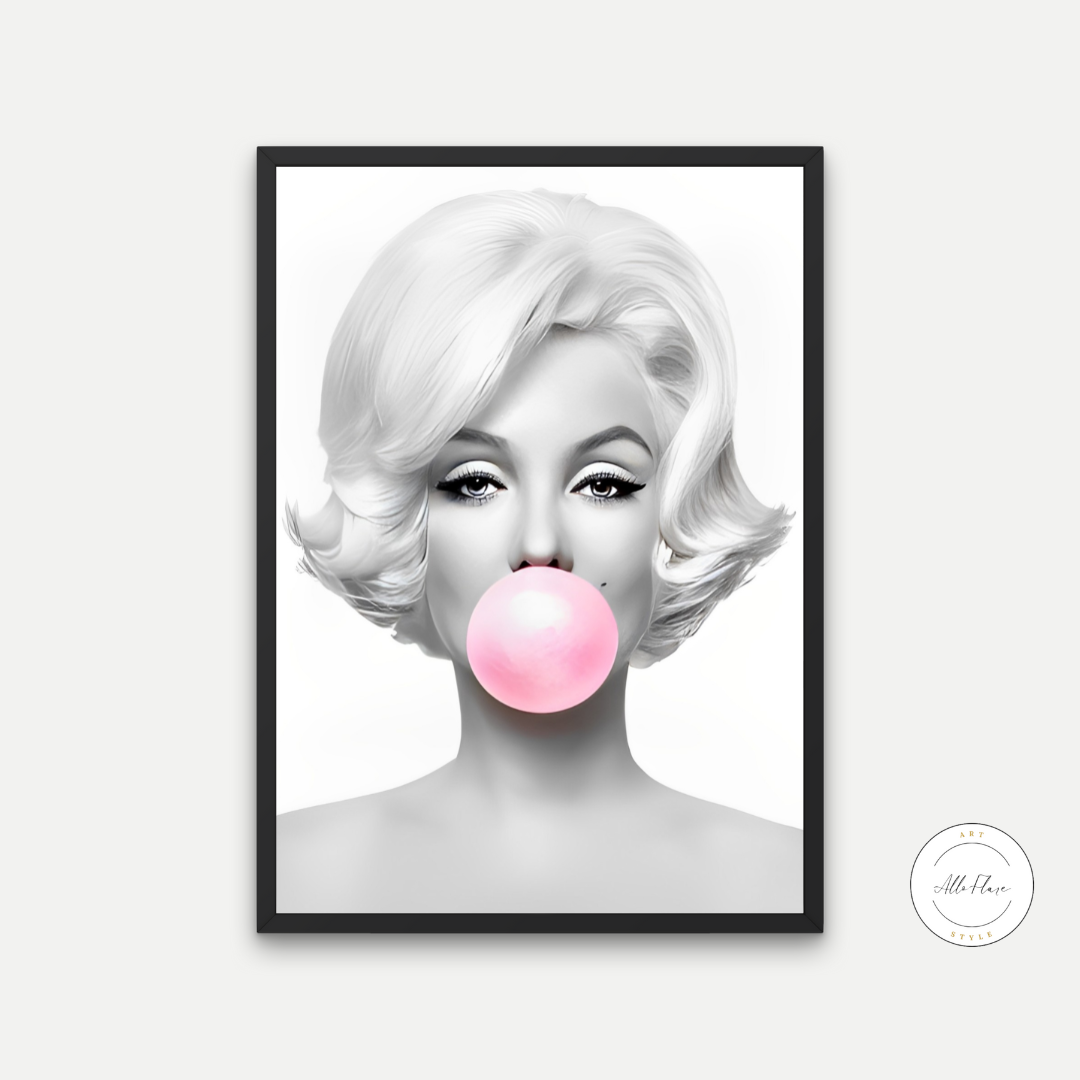 Marilyn Monroe Pink Bubble Gum Wall Art DIGITAL ART PRINT, Fashion Posters, Black and White Prints, Glam Wall Art, Hypebeast | Posters, Prints, & Visual Artwork | art for bedroom, art ideas for bedroom walls, art printables, art prints black and white, bathroom wall art printables, bedroom art, bedroom pictures, bedroom wall art, bedroom wall art ideas, bedroom wall painting, black and white art print, black and white art prints, black and white art wall, black and white bathroom wall art, black and white c