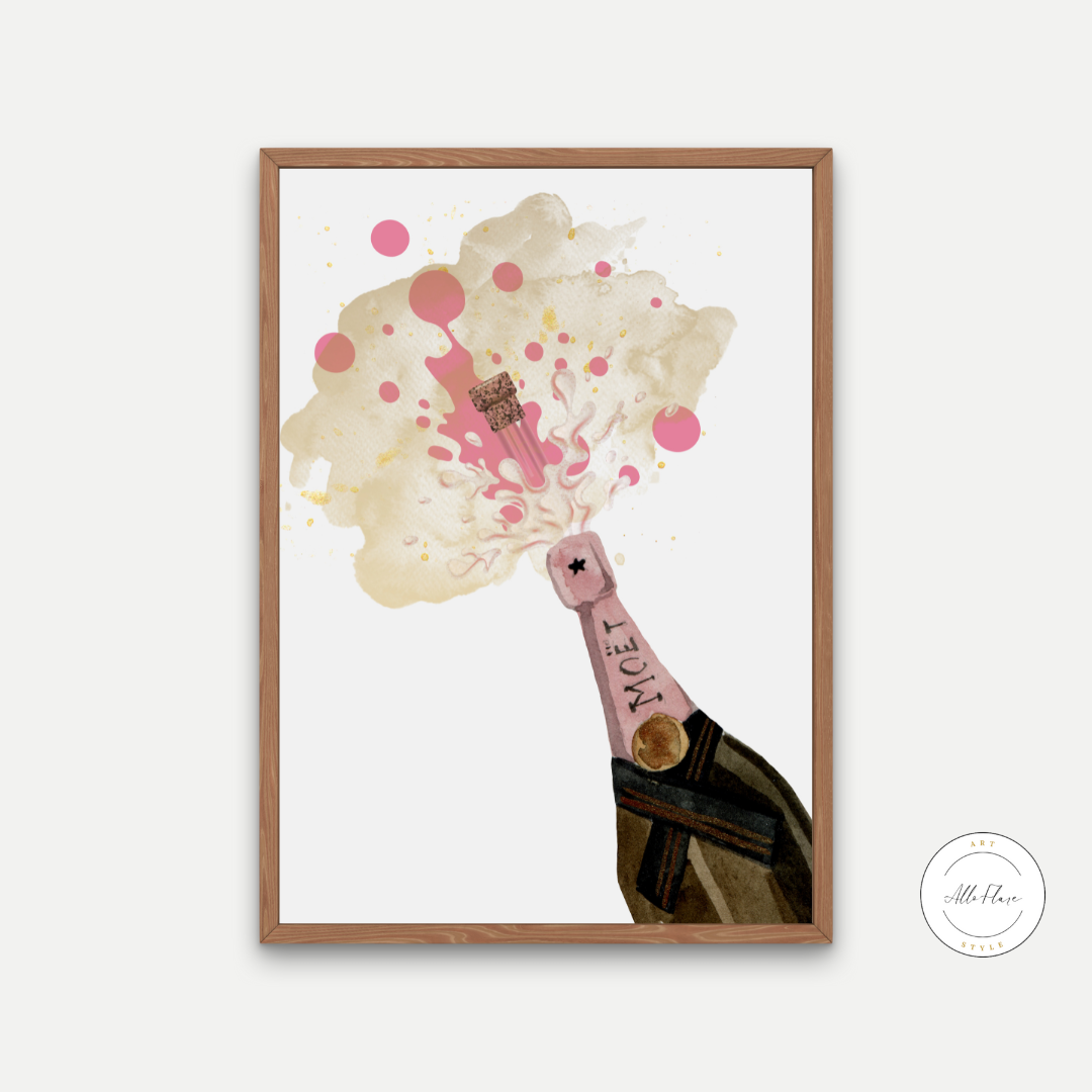 Champagne Illustration Poster PRINTABLE ART, Luxury Wall Art, Glam decor, champagne wall art, fashion wall art, champagne artwork - AlloFlare