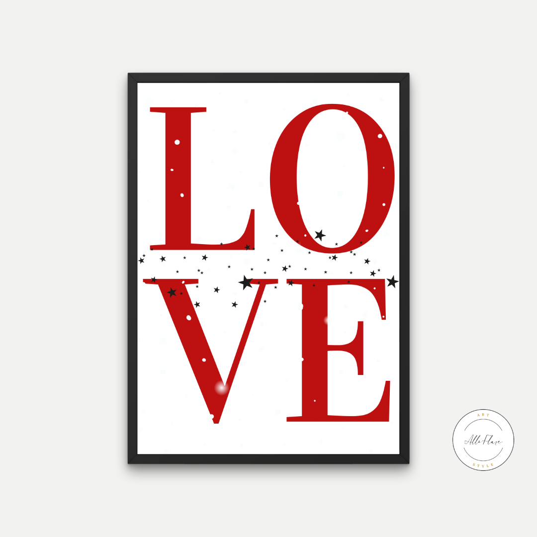 Love Typography Poster PRINTABLE WALL ART, valentines day poster, Love Wall Art, Valentine's Day Wall Decor - AlloFlare