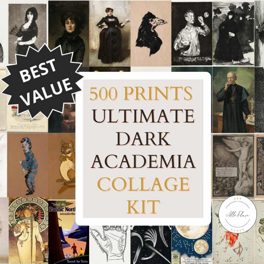 500 PCS Vintage Dark Academia Wall Collage Kit DIGITAL PRINTS, gothic wall collage, dark academia posters, dark fairycore cottagecore floral