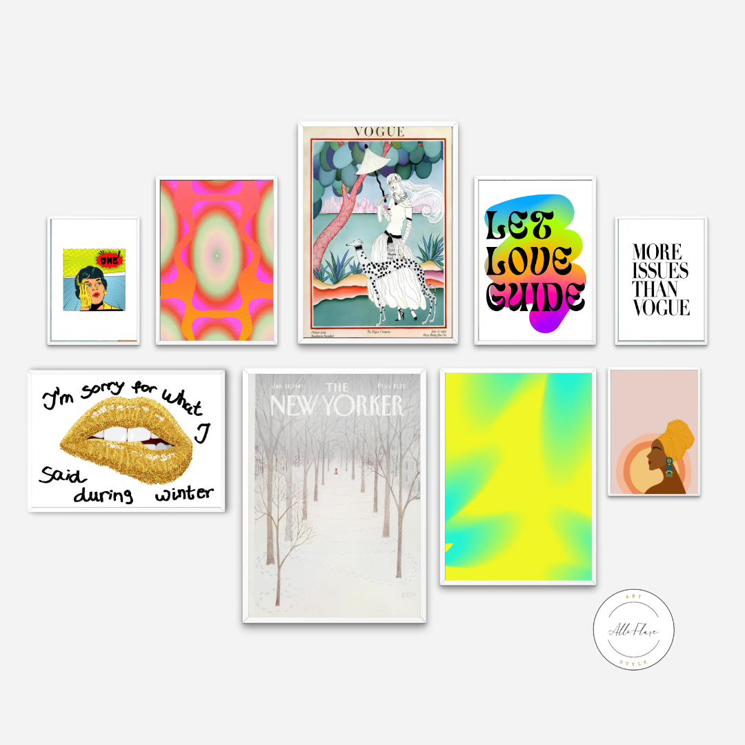 More Issues Than Vogue Eclectic Gallery Wall Set Of 9 PRINTABLE WALL ART, The New Yorker, Fashion Posters, Inspirational Wall Art, Neon Prints, Abstract Wall Art Living Room - AlloFlare