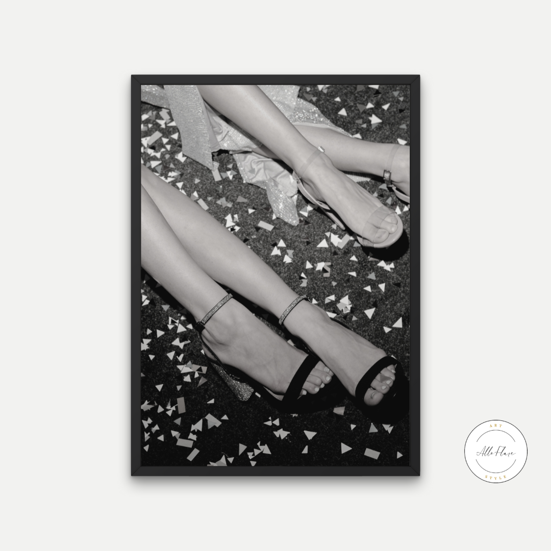 Black and White Party Fashion Poster PRINTABLE WALL ART, Designer Wall Art, Glam Decor, Fashion Wall Art, Shoes Poster - AlloFlare